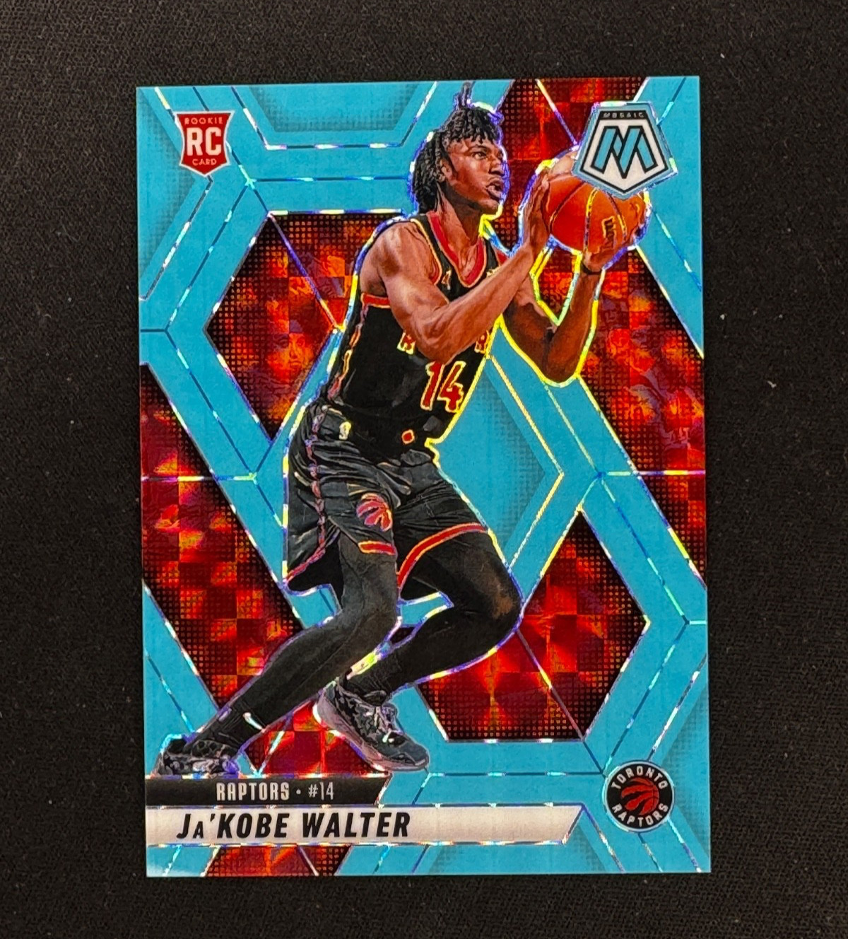 2024-25 Mosaic BLUE FLUORESCENT Ja'Kobe Walter RC /75 #253 Raptors