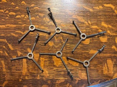 Set Of 6-4'' Fitter Antique Cast Brass Shade Holders