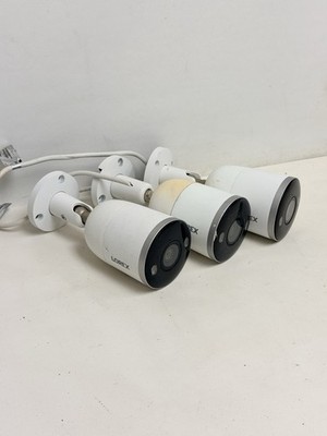 Lot of 3 - LOREX 4K Ultra HD Smart Deterrence IP Cameras (E892AB-Z). NOT WORKING