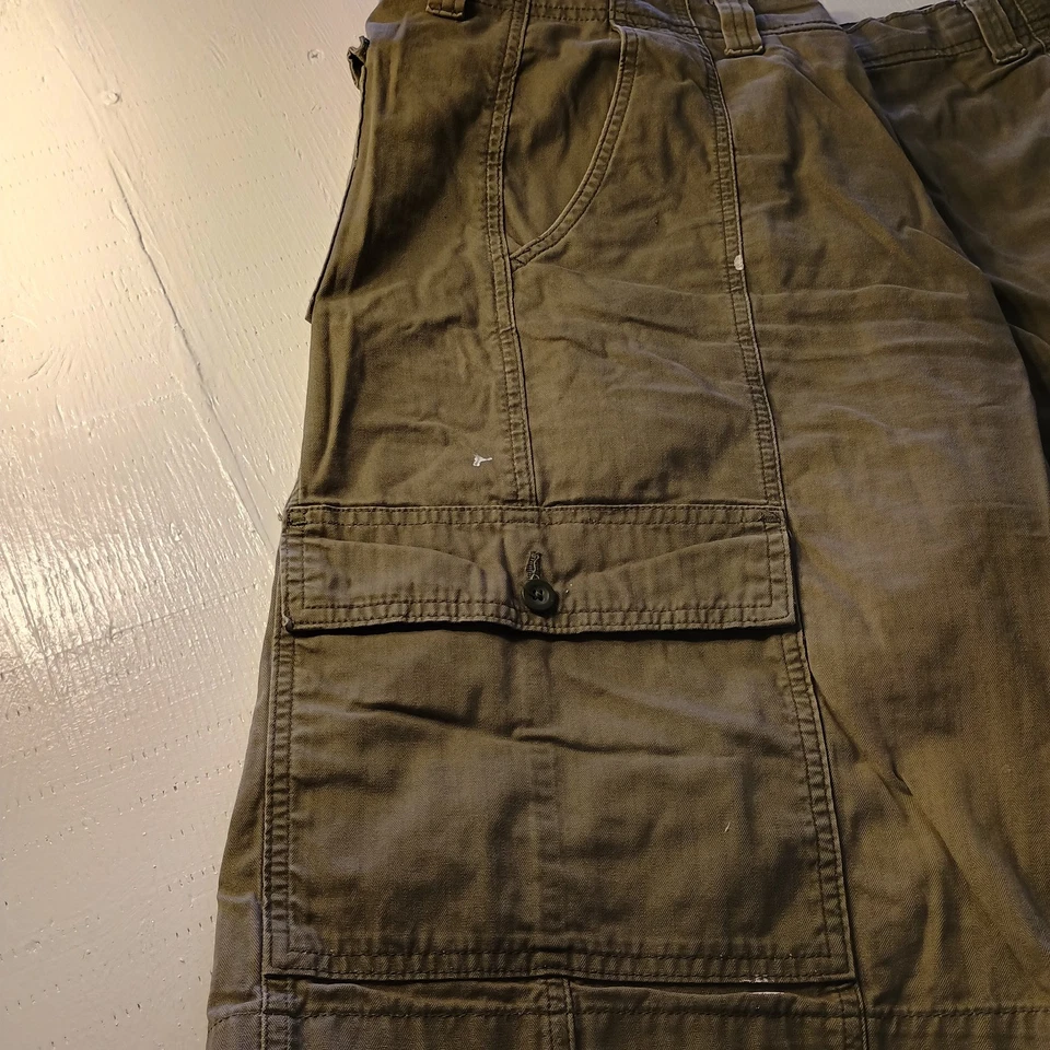 Pantalones Cortos Carga Alfani Hombres W42 Verde Ejército 6 Bolsillos 100% Algodón Utilitario Foto 2 de 4