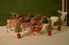 Christmas group from the 50's, 10 deer and 3 small trees