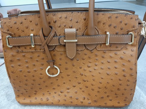 Fabulous Tuscany Leather Handbag In Ostrich-Print Cognac with dustbag - Foto 5 di 18