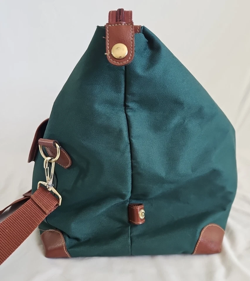 Polo Ralph Lauren Duffle Weekender with Buckle Strap Large Green Canvas Pony VTG - Image 4 of 4