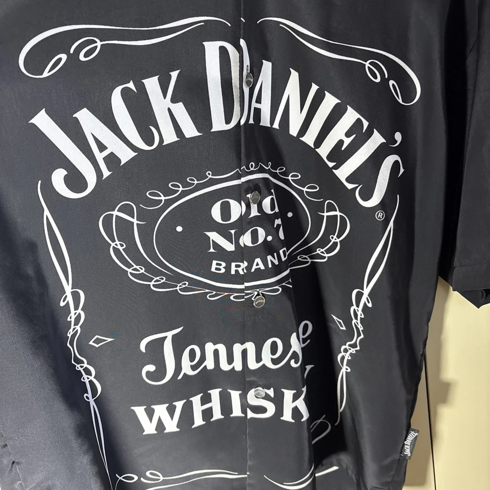 VTG Dragonfly Jack Daniels Button Down Camp Shirt Mens XL Double Sided AOP Y2K - Image 2 of 4