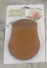 Universal Stick-On Mouse Pouch for Laptop Slim Holder for Wireless Brown