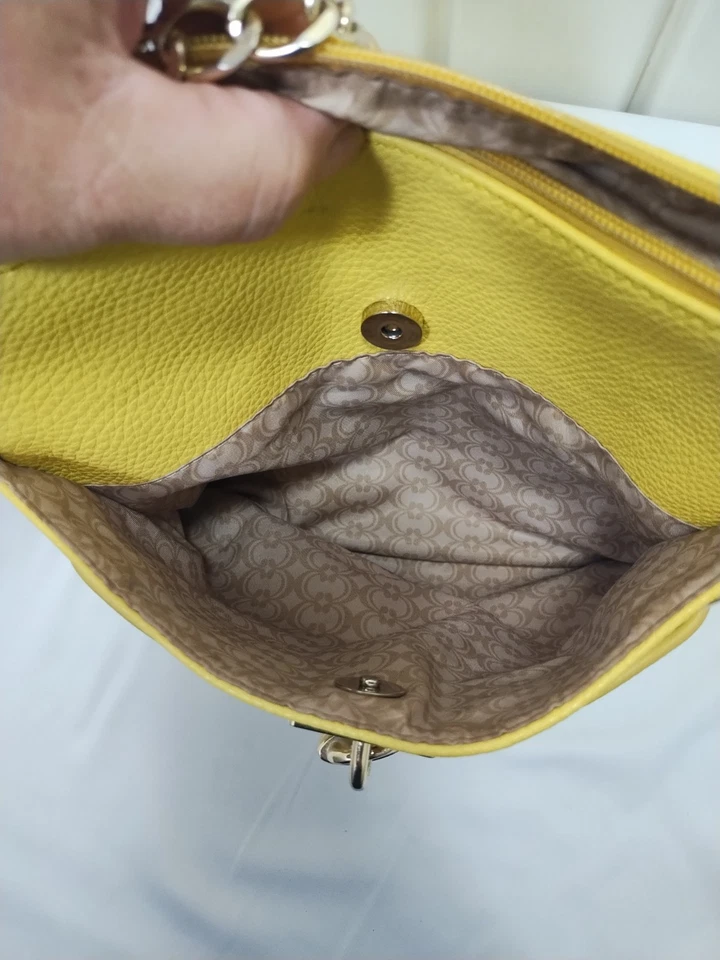Charming Charlie Hand Bag Yellow Crossbody Purse Gold Accents - Image 4 of 4