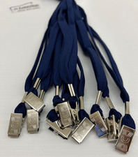 200 Bulk Navy Lanyards 1/2" Polyester w/ Metal Bulldog Clip ID Badge Holder