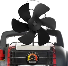 Wood Stove Fan for Big Buddy Heater, Heat Powered Fireplace 6-Blade, Black 