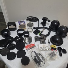 Lot of Assorted Camera Lens Caps, Filters, Mounts, Protective Shipping Covers