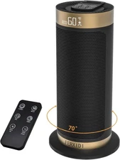 Space Heater Indoor,1500W PTC Electric Desk Heaters with Black and Gold 