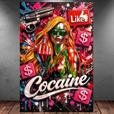 LEINWAND BILD ER XXL ABSTRAKT POP ART FRAU KOKAIN MAGNUM BUNT WAND POSTER 2358
