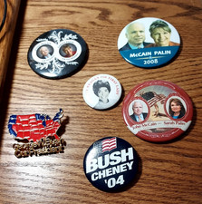 Lot 7 Political Pins McCain Palin Bush Cheney Nancy Reagan