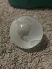 TIFFANY & CO. Art Glass Paperweight Etched Crystal World Globe Signed Vintage