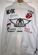 NOT FOR SALE VIP ROCK N’ ROLL White Pullover GRAPHIC Hoodie LARGE