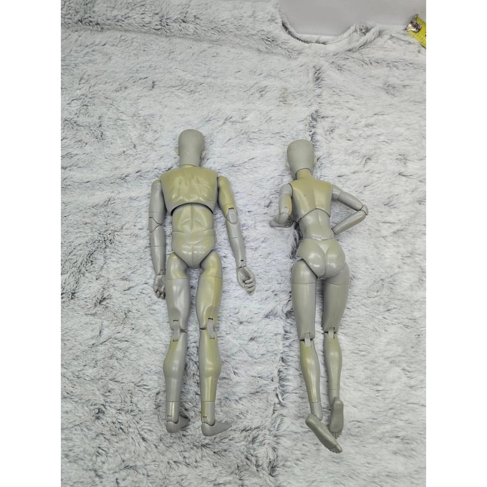 Body Kun & Body Chan Style 12" Artist Mannequins Male Female Set Gray 1:6 - Image 3 of 4