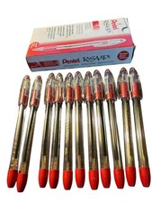 1998 Pentel R.S.V.P. Ballpoint Pens BK91-B Medium Red NEW OPEN BOX 11 PENS