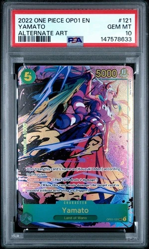 2022 ONE PIECE OP01 #121 YAMATO ROMANCE DAWN ALT ART PARALLEL ENGLISH PSA 10