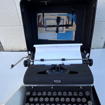Royal Manual Portable Typewriter with Case, Brush, Paperwork & Twin Ribbons