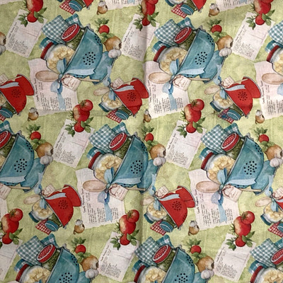 Rare Susan Winget Cotton Fabric ''COLANDER'' Patchwork Print 1 Yard  x 44''w
