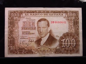 Spain 100 Pesetas 1953 Banco de España Banknote Money i4c0641