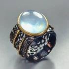 Handmade 16 ct Natural Aquamarine Ring 925 Sterling Silver Size 8 /R470698