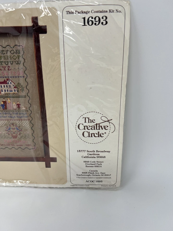 Kit de punto de cruz círculo creativo vintage #1693 sampler familiar 8x16 Foto 4 de 4