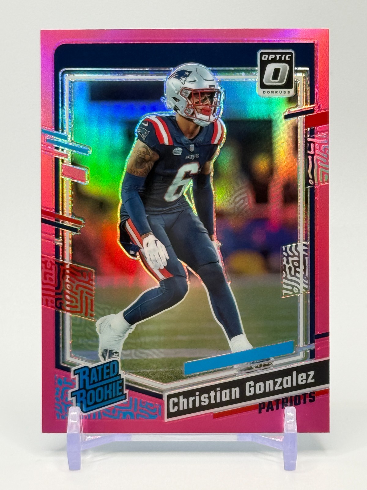 2023 Panini Donruss Optic Christian Gonzalez Pink Prizm Rookie #274 Patriots