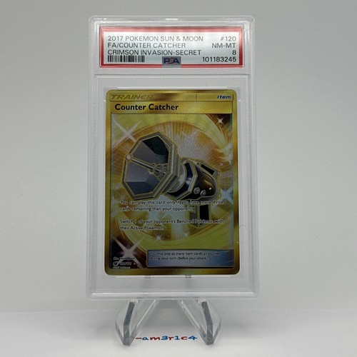 PSA 8 Counter Catcher Secret Rare #120 Gold – 2017 Pokémon Crimson Invasion - Picture 1 of 3