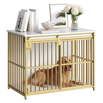 HOOBRO Dog Crate Furniture, 36.6'' Heavy Duty Dog Kennel with Sliding Barn Doo...