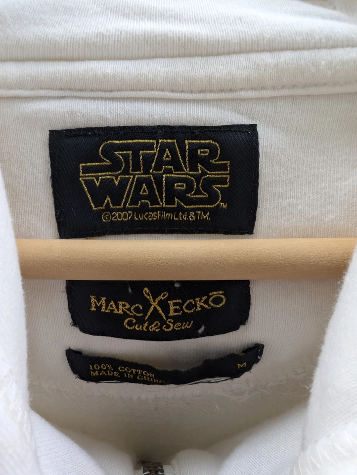 Marc Ecko 切割缝制白色星球大战冲锋队全拉链连帽衫 S — 第 4/4 张图片