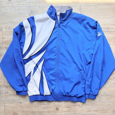 Vintage Y2K Puma Blue Full Zip Windbreaker Jacket Mens Womens Medium Retro 90s
