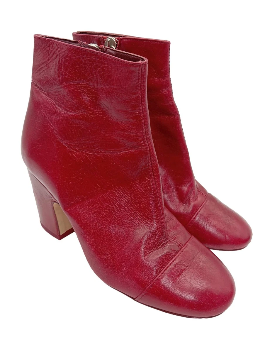 Stivaletti Zara Rossi Tacco Alto Con Linguetta Metallica - Nuovi Con Lievi Difetti, Taglie 6.5/7.5/9 US