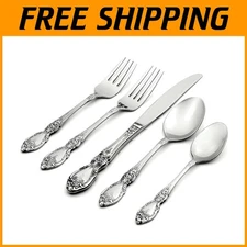 Wordsworth 45-Piece Silverware Set - Timeless Elegance for 8 with Floral Design