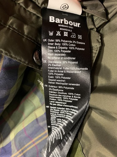 Barbour Sporting Bransdale Jacket Mens 2XL Green Full Zip Hooded Waterproof - Picture 12 of 16