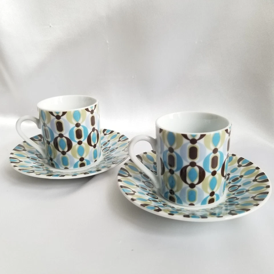 Home Essentials And Beyond коллекция эспрессо коричневые и синие блюдца чашки набор из 2 - Изображение 3 из 4