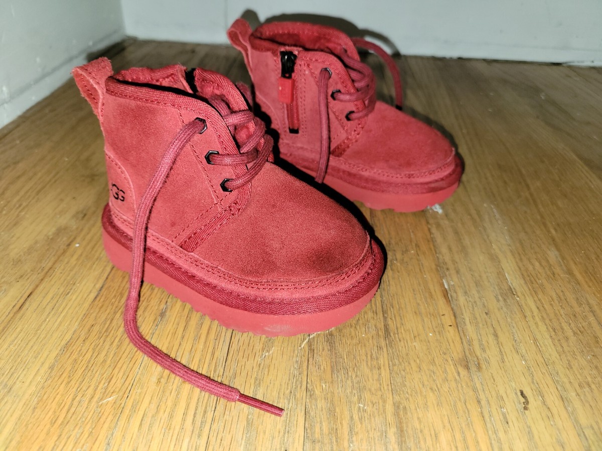Toddler Ugg Boots Neumel II Red Suede Sheepskin Size
