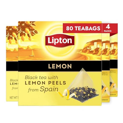 Black Tea Lemon, Pyramid Tea Bags, Flavored Teabags, 80 Total Bags (20ct - Pack 