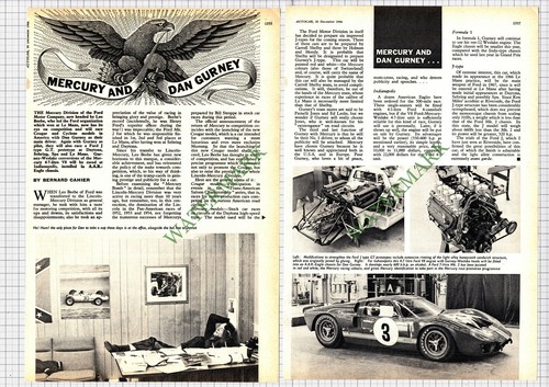 9562) Mercury Division Ford Motor Company Dan Gurney - Artikel 1966
