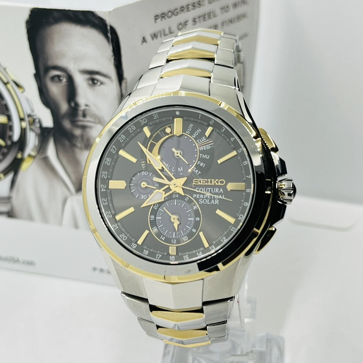 Seiko perpetual sales solar chronograph v198