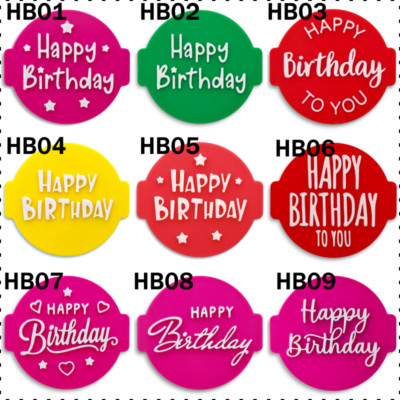 Happy Birthday Präger, Outbosser Stempel für Fondant Glasur Cupcake Plätzchen Topper