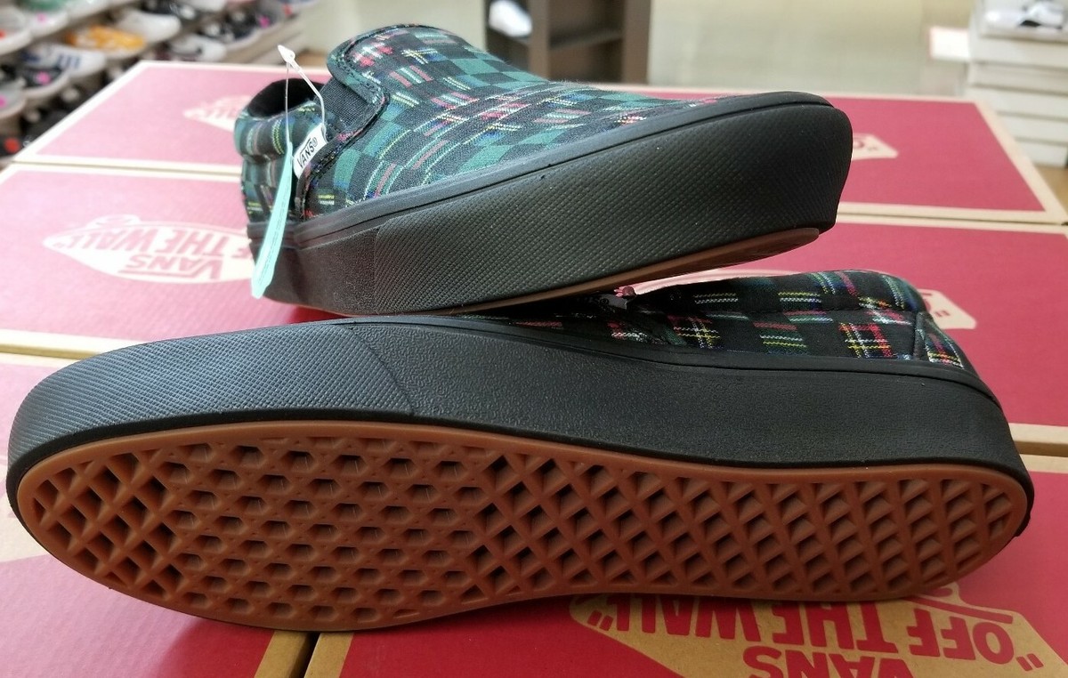 Vans Red and Green Plaid Slip-On Sneakers Authentic Shoe in Brown / Red | Vans main image 3