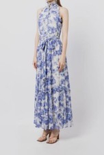 400 Sachin Babi Women's Blue Azure Watercolor Floral Maxi Dress Size 12