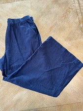 CASLON Linen Rayon Blend Pull On Pants Wide Leg Navy Blue Pockets Large Waist36  