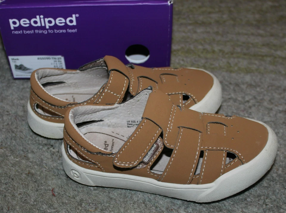 Pediped TODDLER Boys Tan Mark Sandal Shoes - Size 8.5 - EEUC - Image 3 of 4