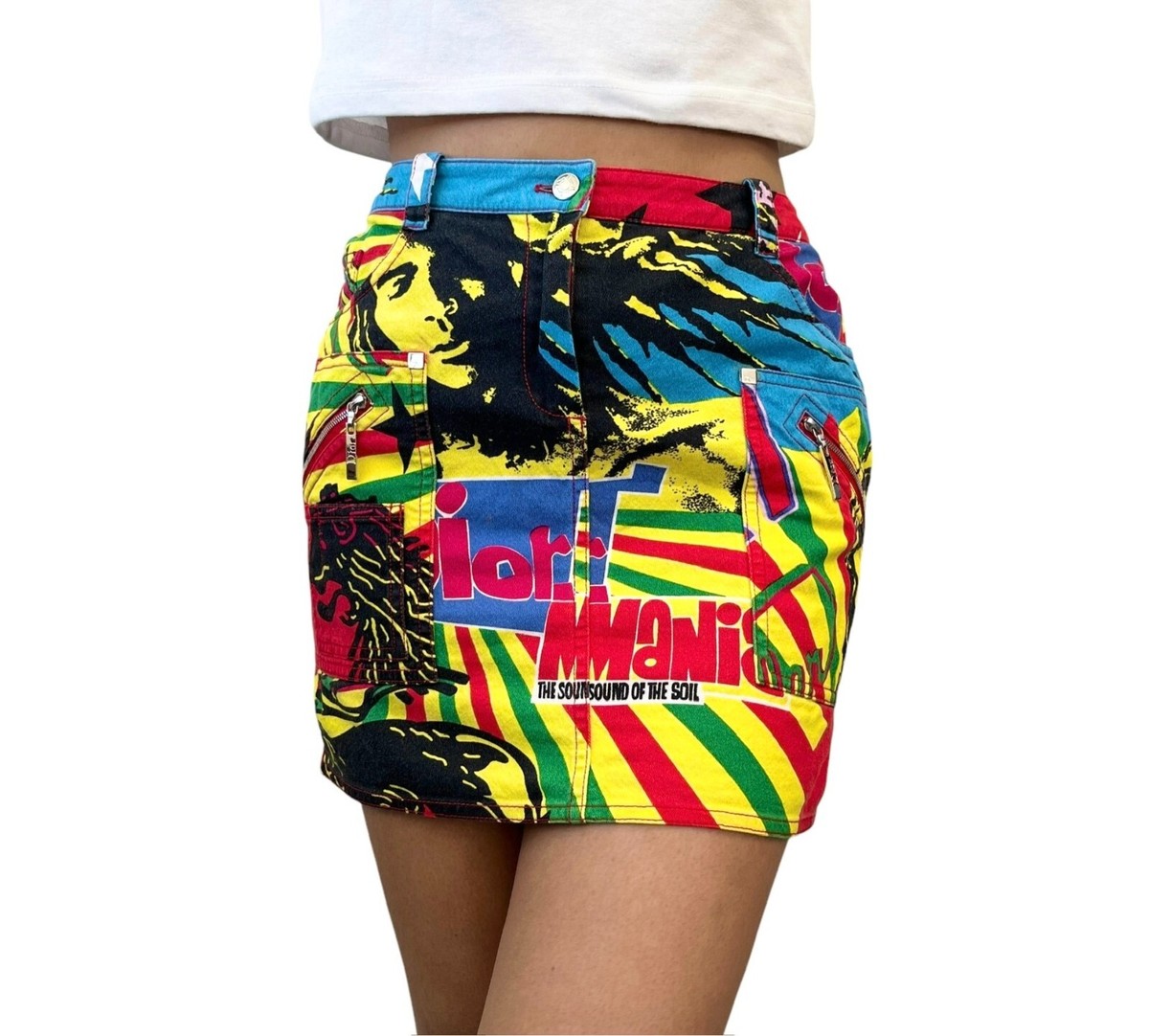 Christian Dior Vintage 2004 Rasta Mania Mini Skirt #34 Cotton
