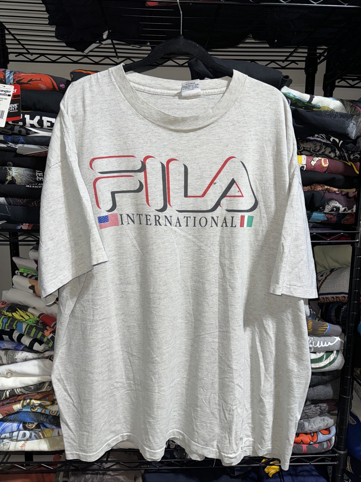 Camicia vintage anni 80 Fila International grigio erica invecchiata taglia Xxl