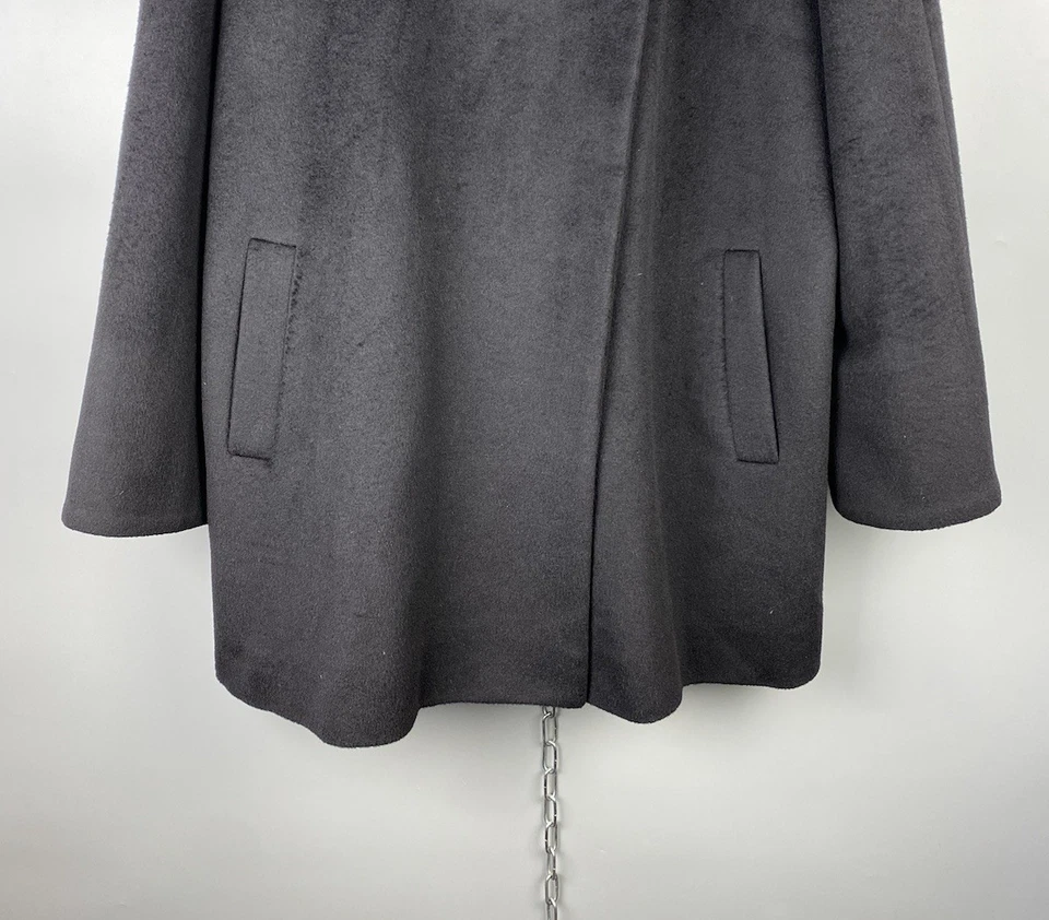 Cinzia Rocca Womens Luxury Angora Wool Black Oversized Coat Size L / XL - Image 4 of 4