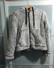 New Noisy May Super Soft Teddy Full Zip Hooded Jacket. Size Small. Grey.