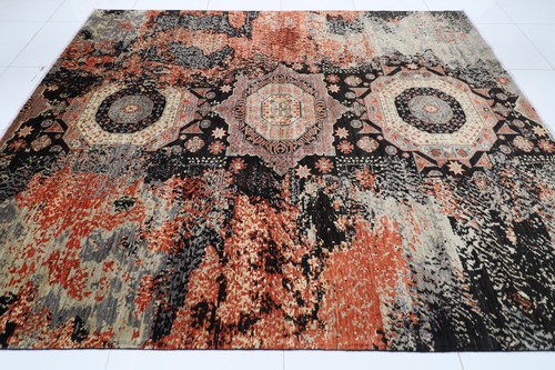 8 x 10 ft Abstract Area Rug Afghan Hand Knotted Veg Dye Wool Living Room Rug - Picture 5 of 15