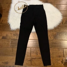 Utopia by Hue Womens Denim Leggings Black Size Small Pockets Wide Waistband New